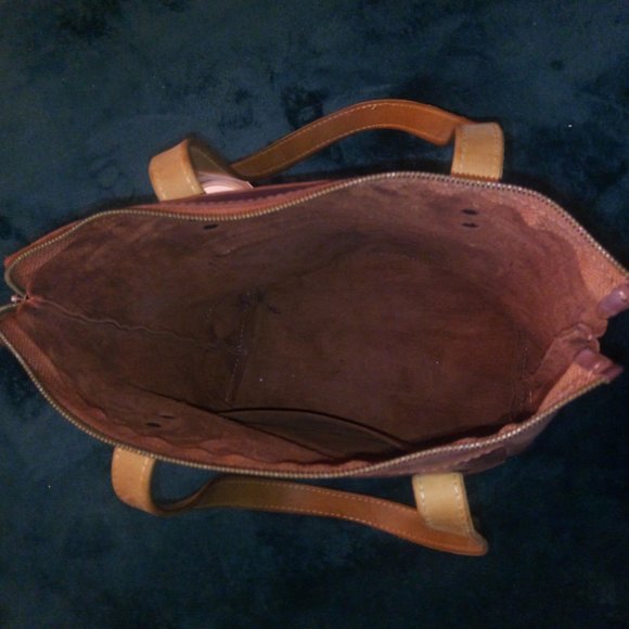 Babak Two Toned Square Leather Tote, Reddish Brown & Tan - Picture 8 of 15